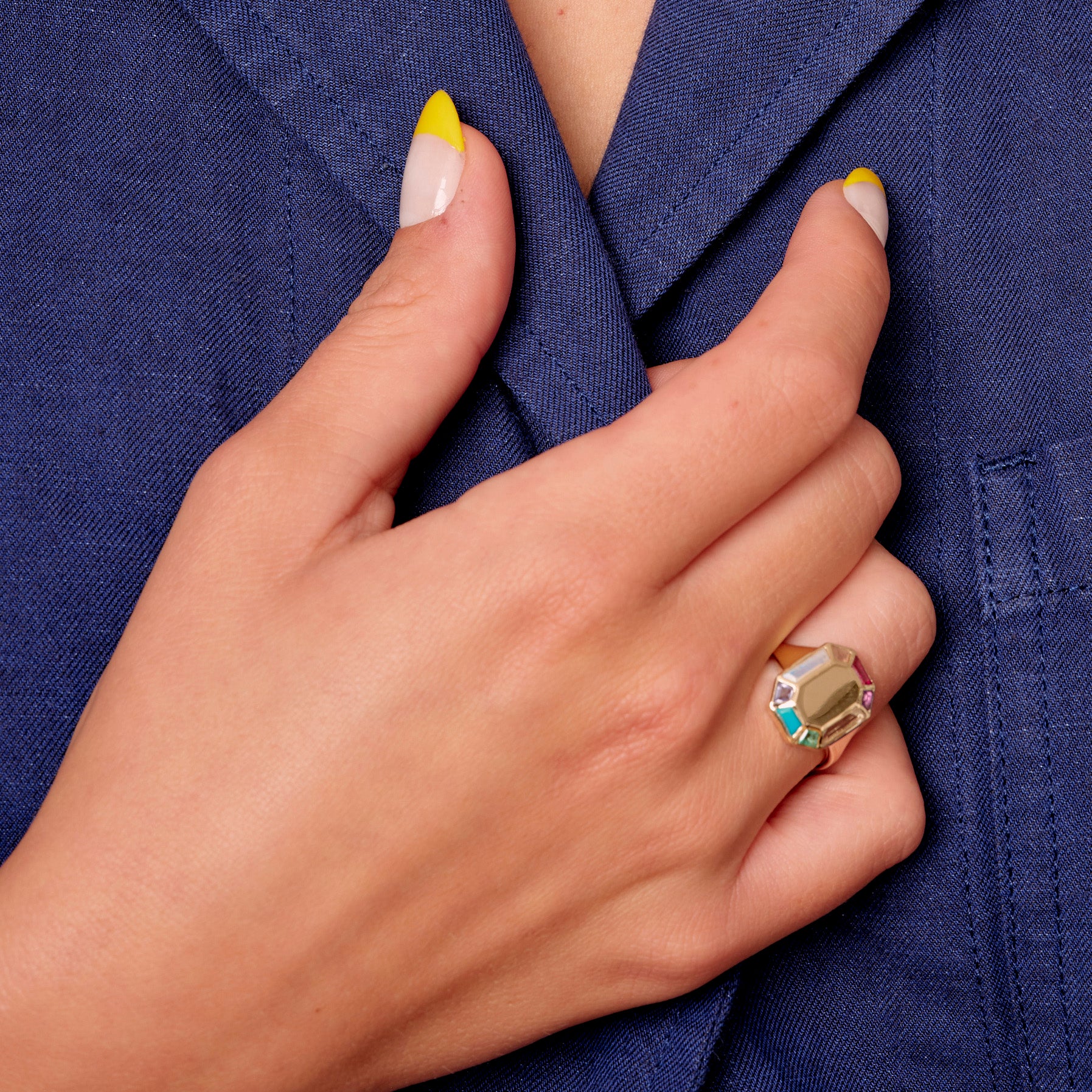 Rainbow Grande Octagon Signet Ring