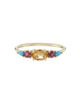 Multi Gemstone Claw Set Ring Citrine, Pink Tourmaline & Turquoise