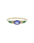 Multi Gemstone Claw Set Ring Tanzanite, Blue Opal & Emerald