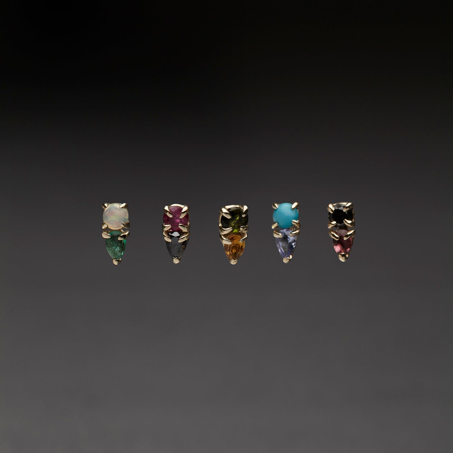 Multi Claw Duo Gemstone Studs