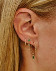 Petite Emerald and Diamond Chain Stud