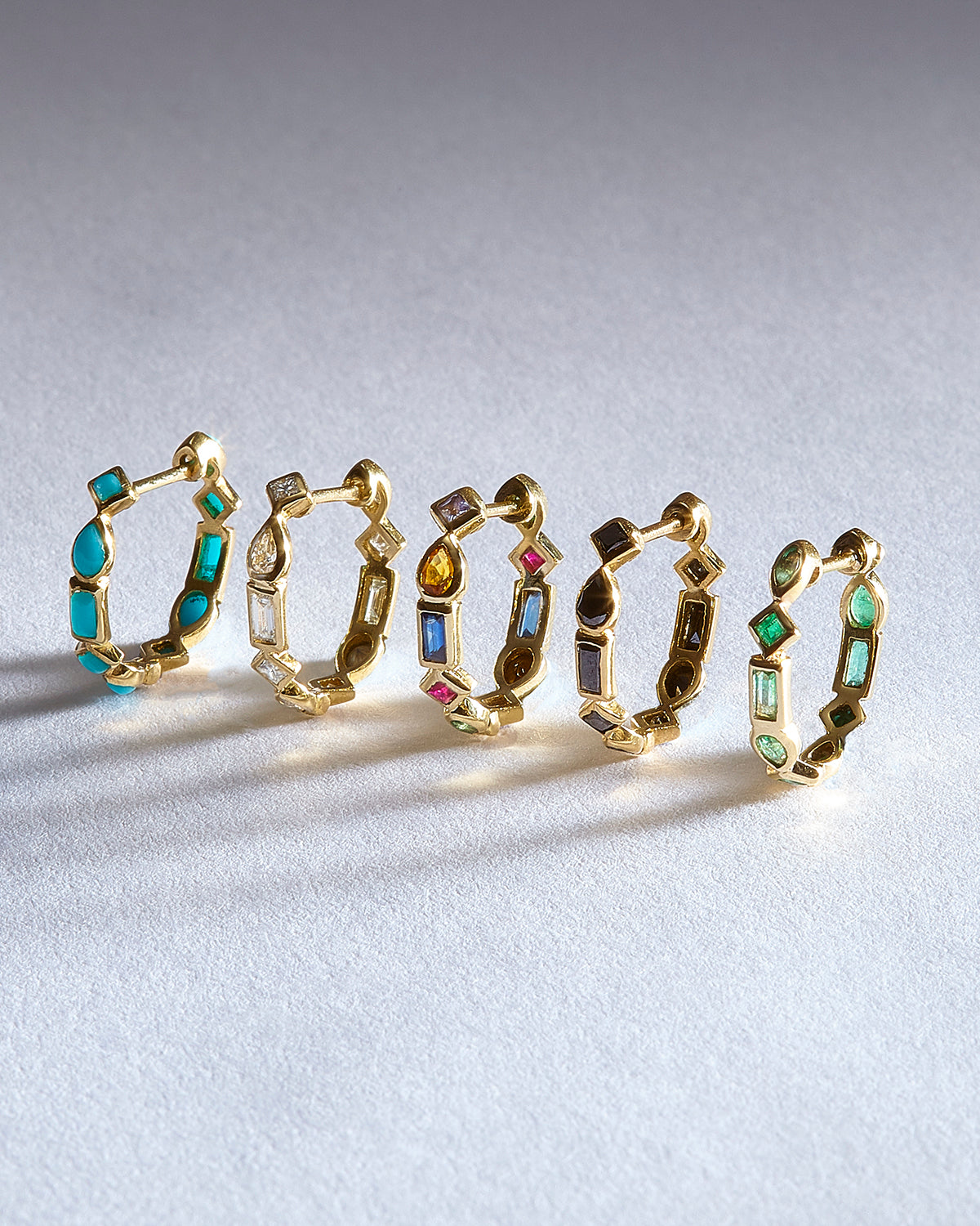Turquoise Mixed Cut Hoop