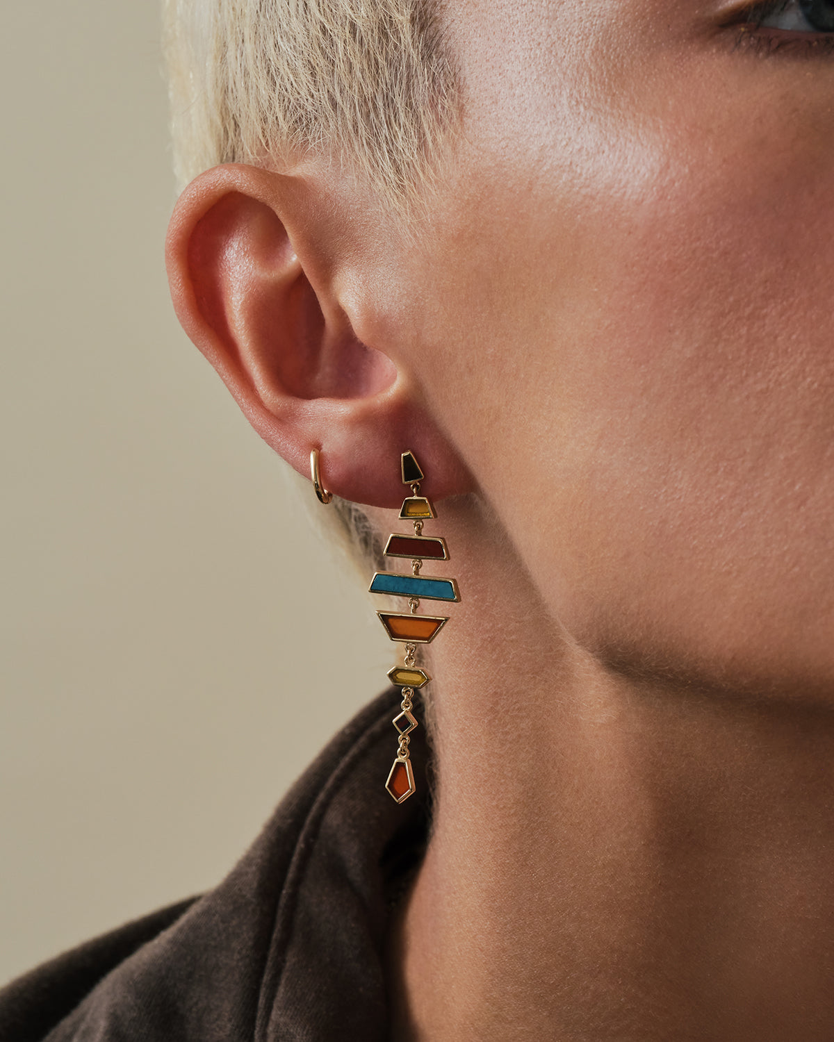 "Desert Reverie" Tesserae Tiered Drop Earrings