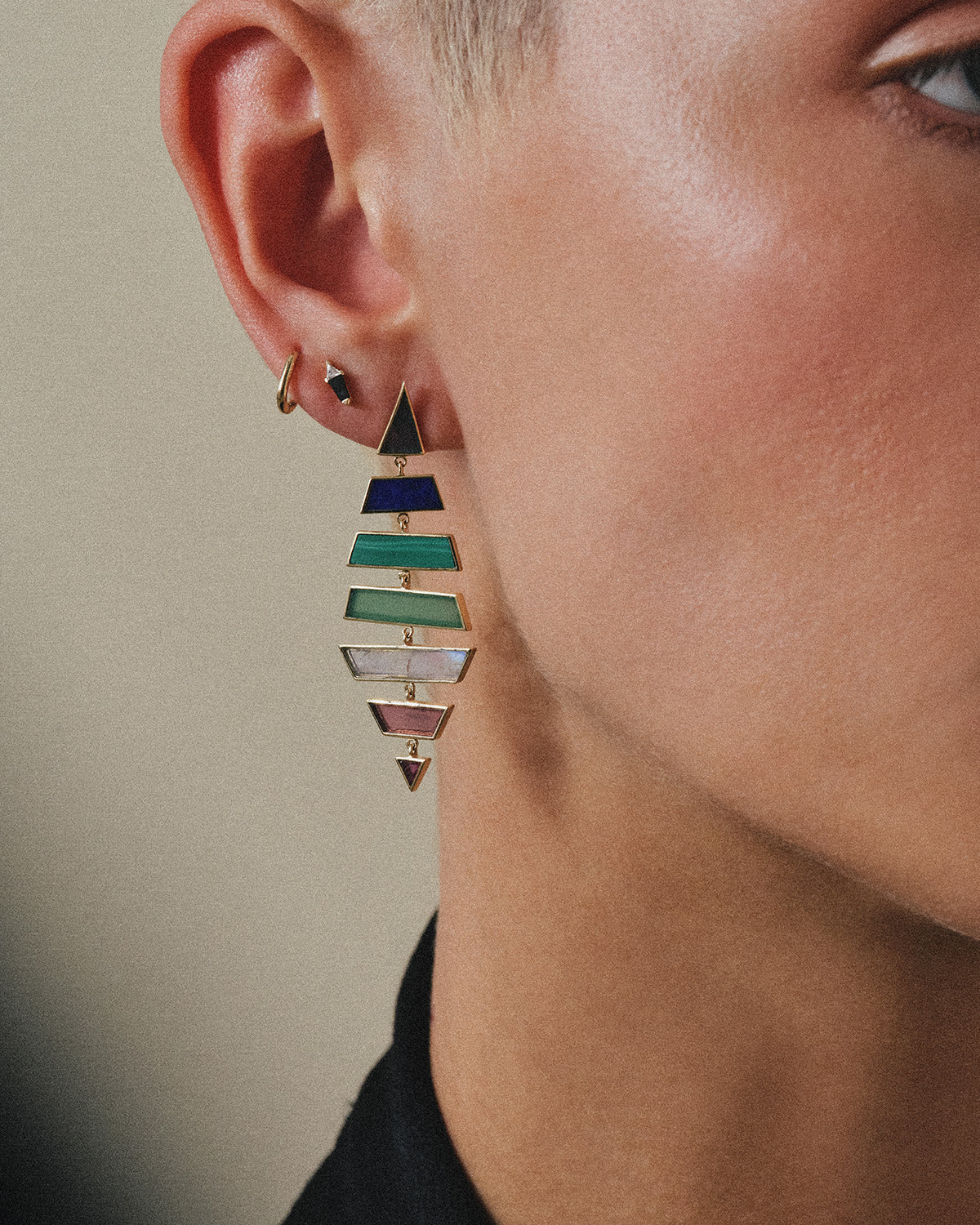 "Midnight Mesa" Tesserae Kite Cascade Earrings
