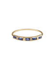 5 Stone Baguette Blue Sapphire Ring