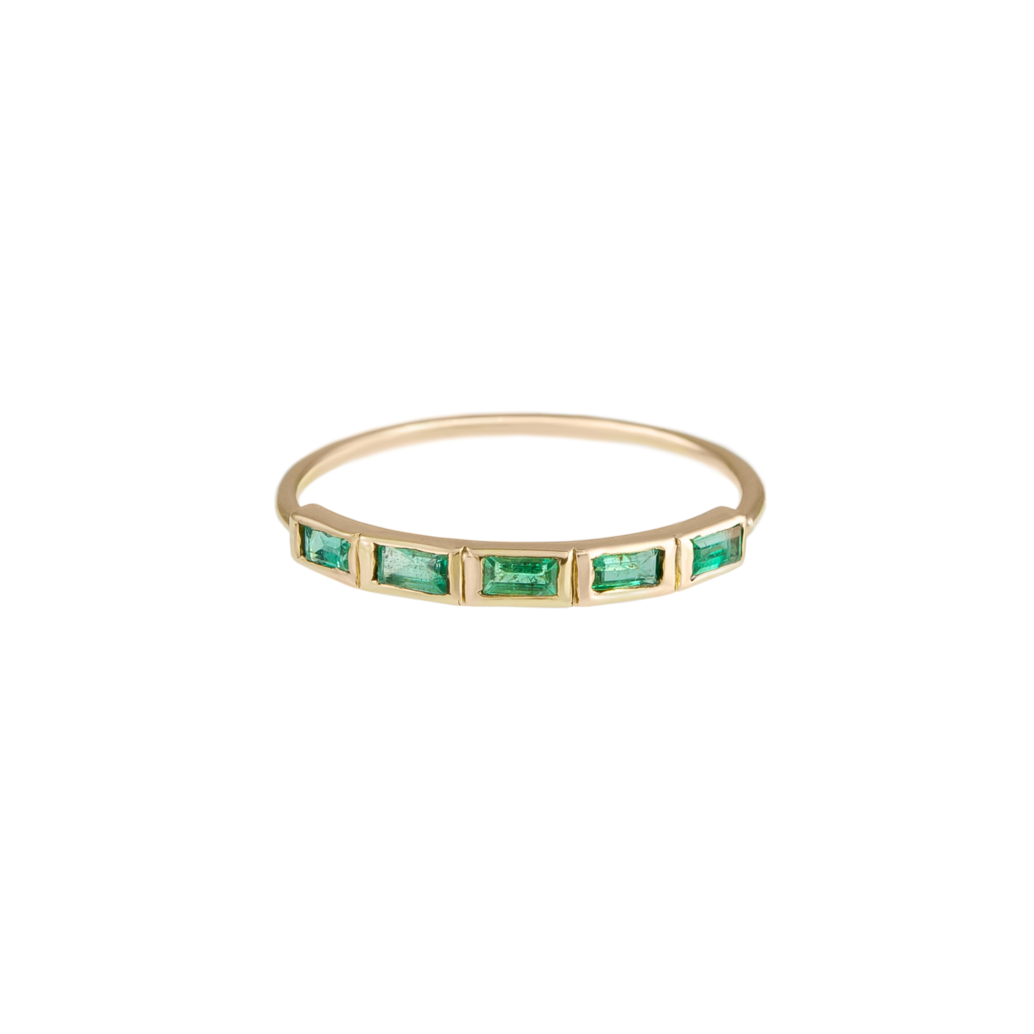 5 Stone Baguette Emerald Ring