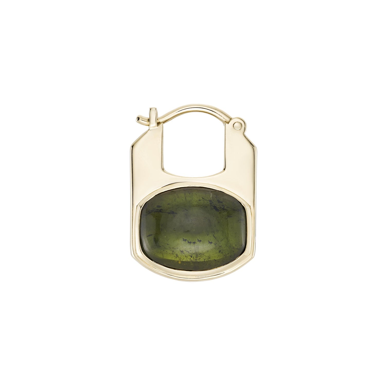 Green Tourmaline Rondelle Statement Huggie