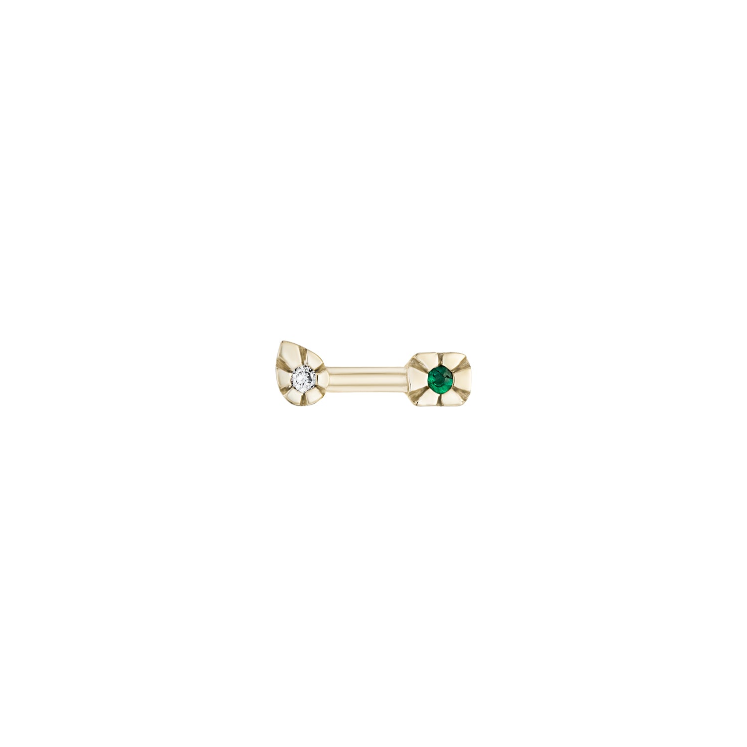 AZ Duo Oval Stud left emerald 