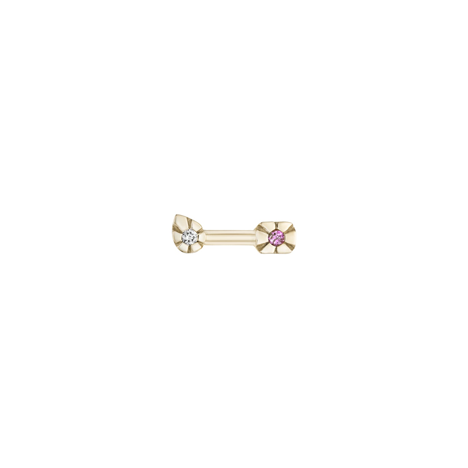 AZ Duo Oval Stud left pink sapphire