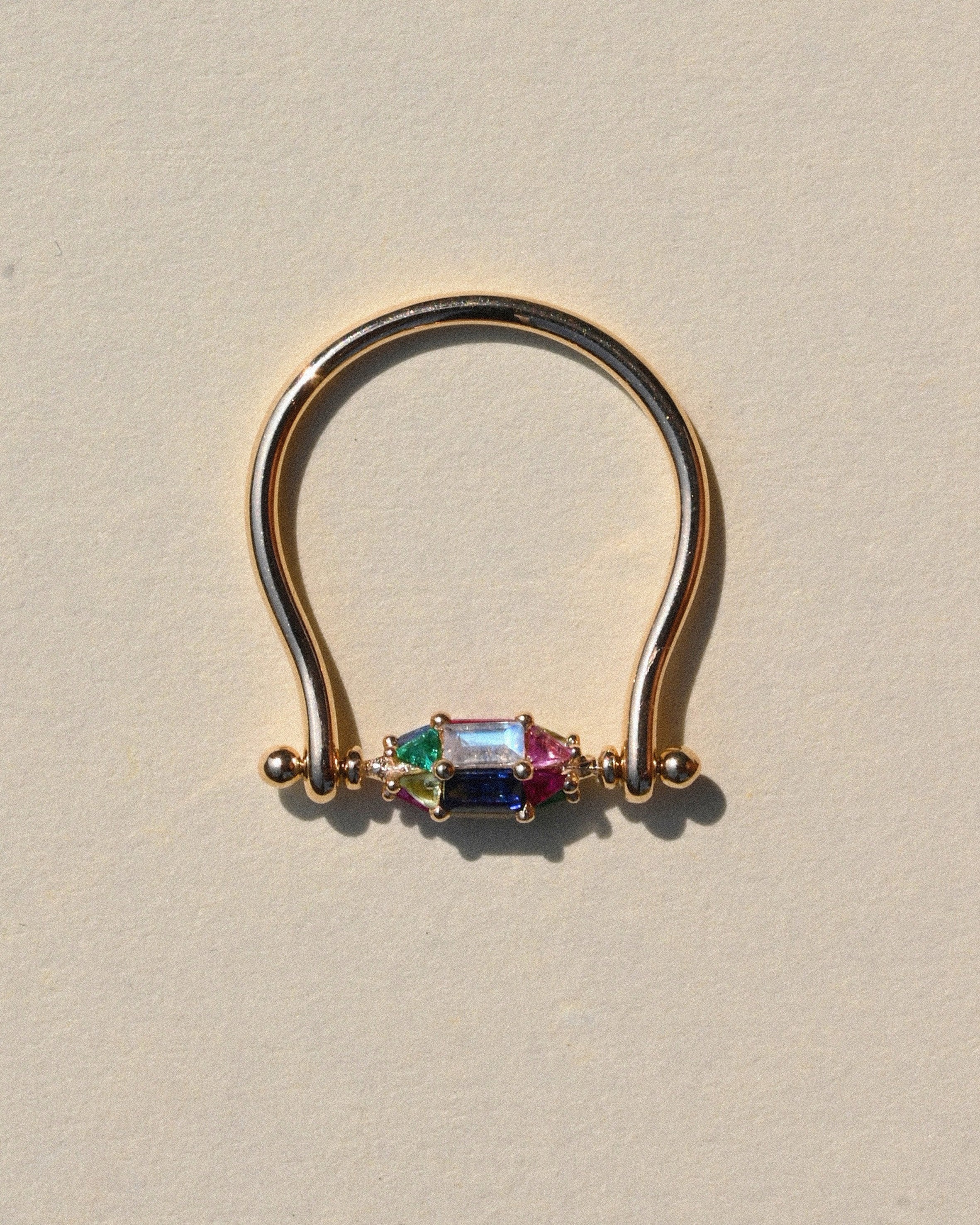 AZ Prism Multi Gemstone Spinner Ring cream