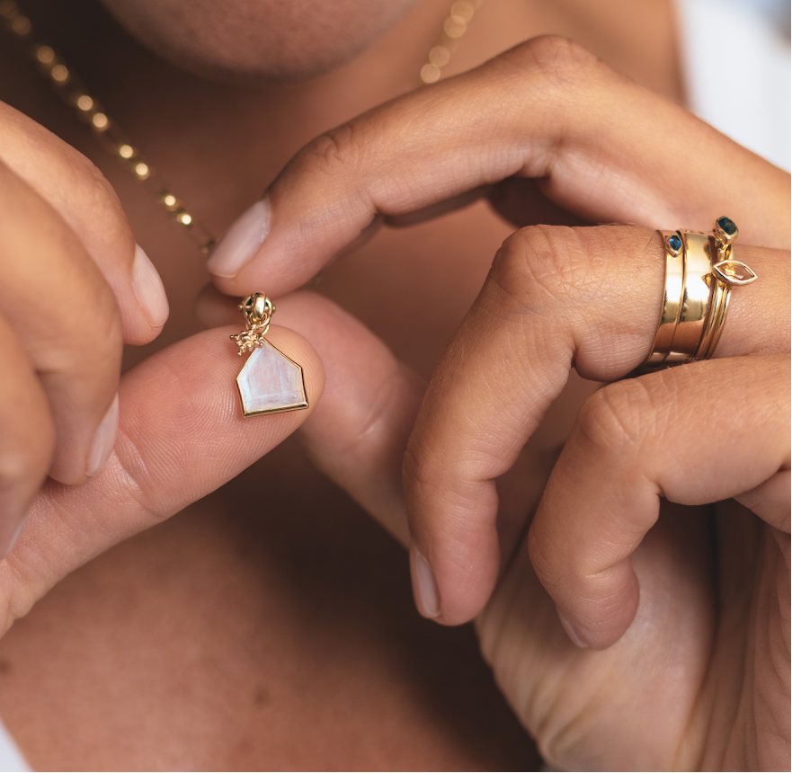 Archive Maison Gemstone Plaques on model