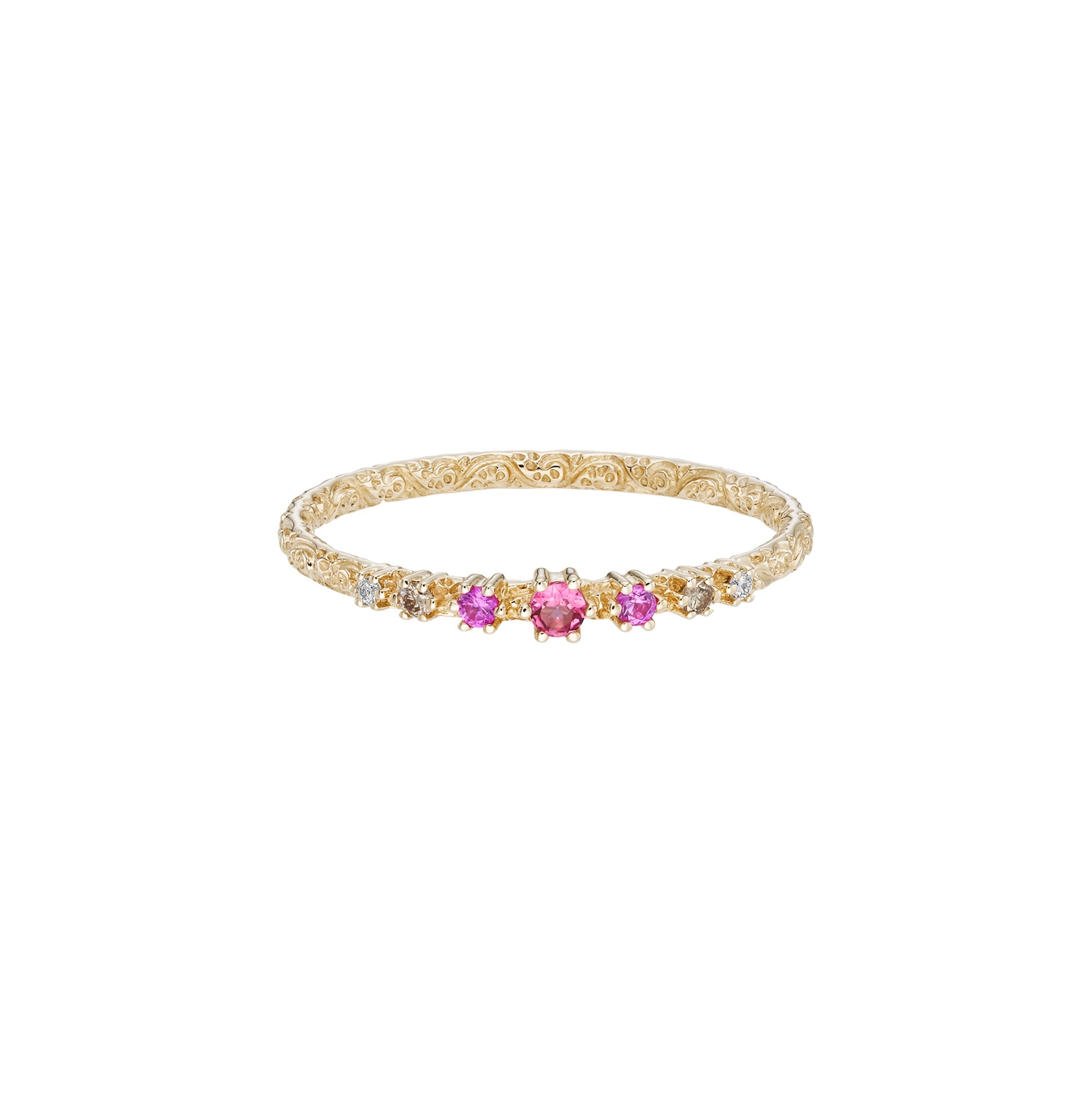 Dala Engraved Pink Tourmaline Ombre Ring