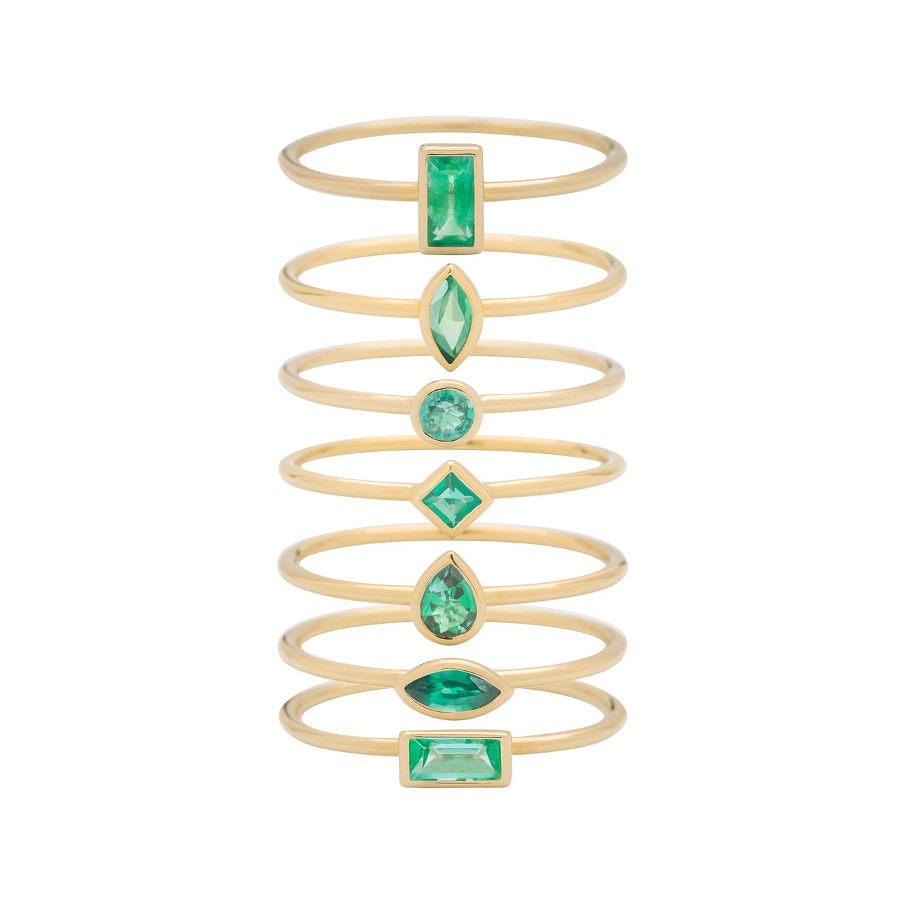 Emerald Stacking Rings