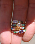 Multi Gemstone Claw Set Ring Tanzanite, Blue Opal & Emerald