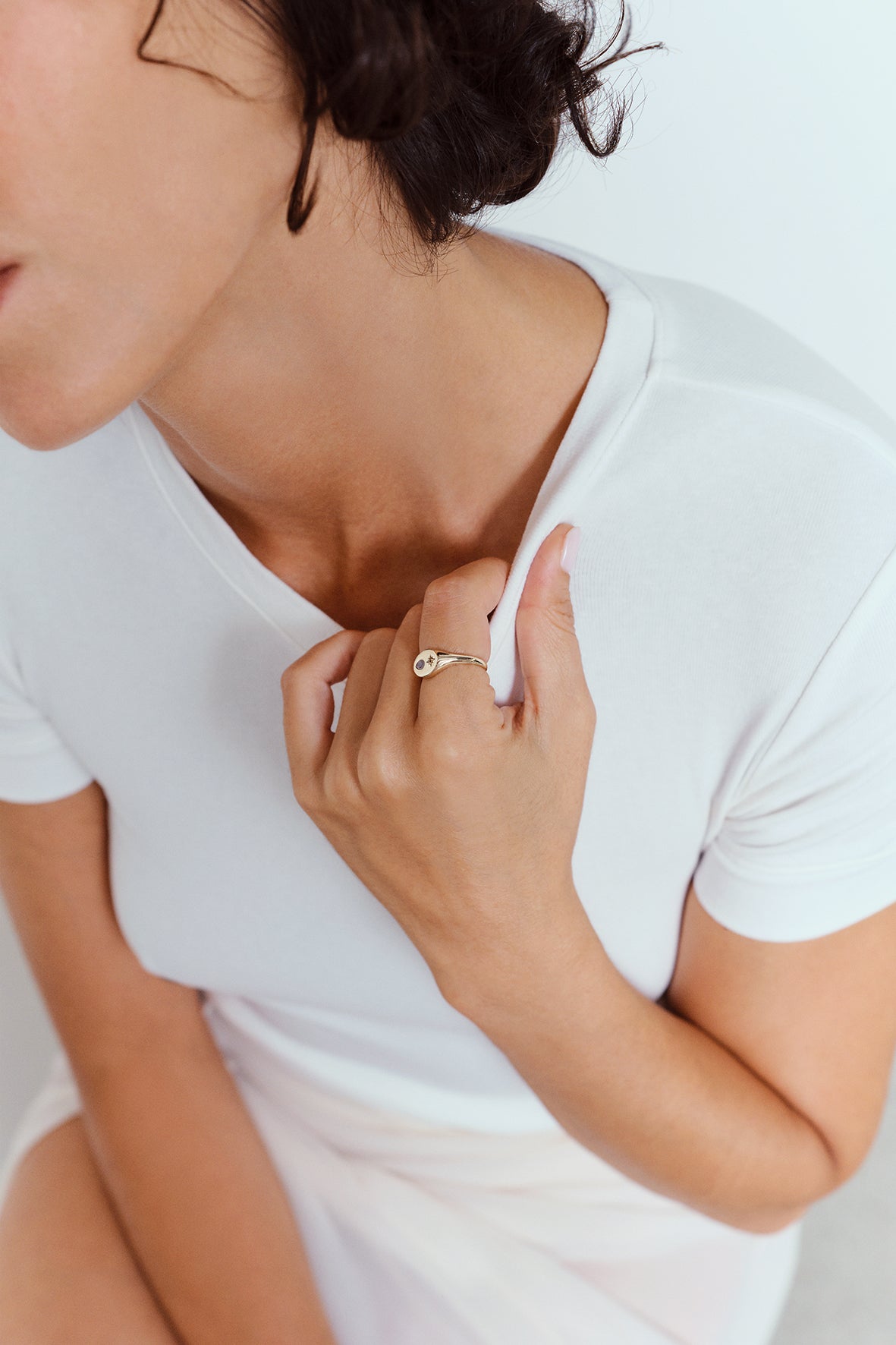 Kaleido  Moonstone  &amp; Yellow Sapphire Signet Ring