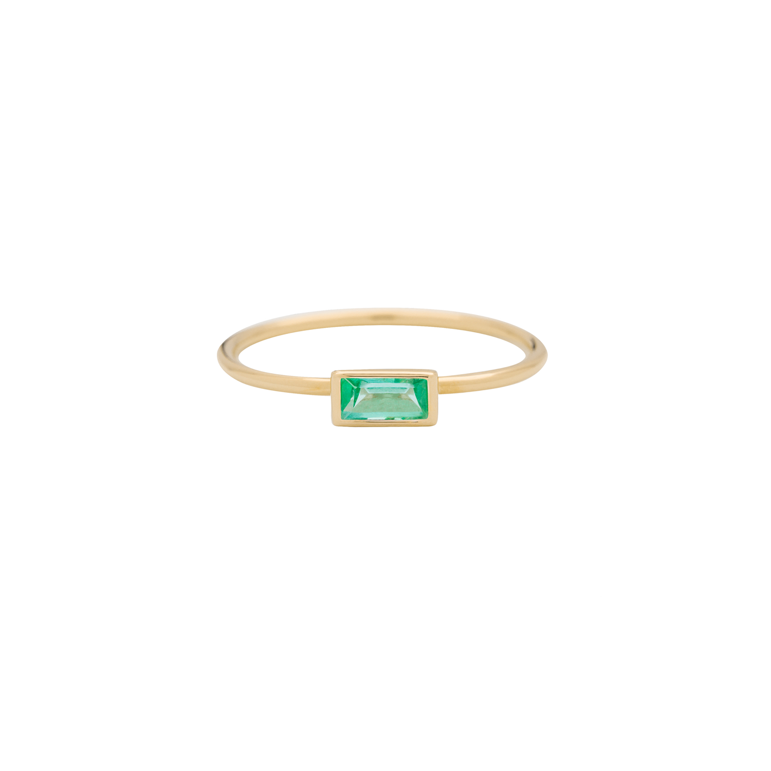 Horizontal Baguette Gemstone Stacking Ring-emerald