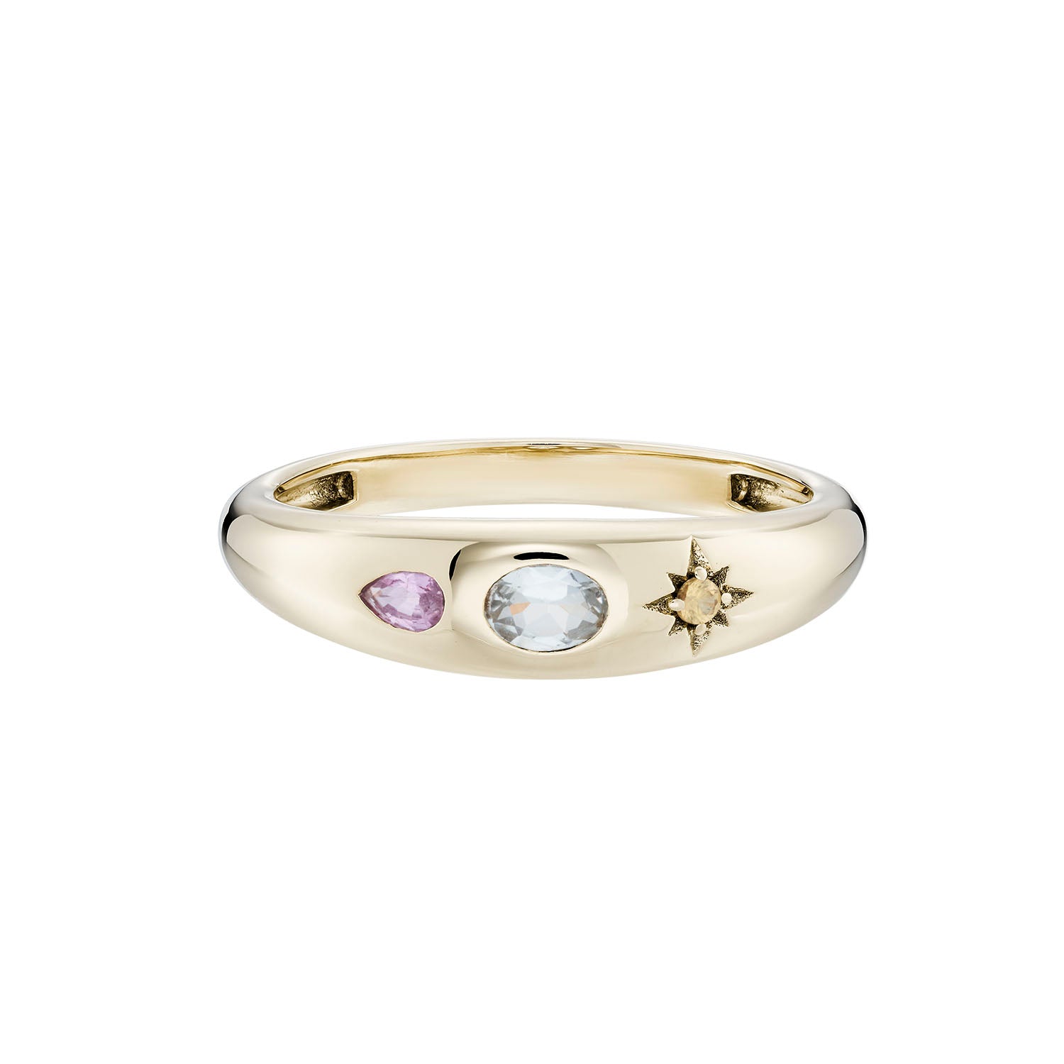 Kaleido Aquamarine &amp; Sapphire Tapered Band