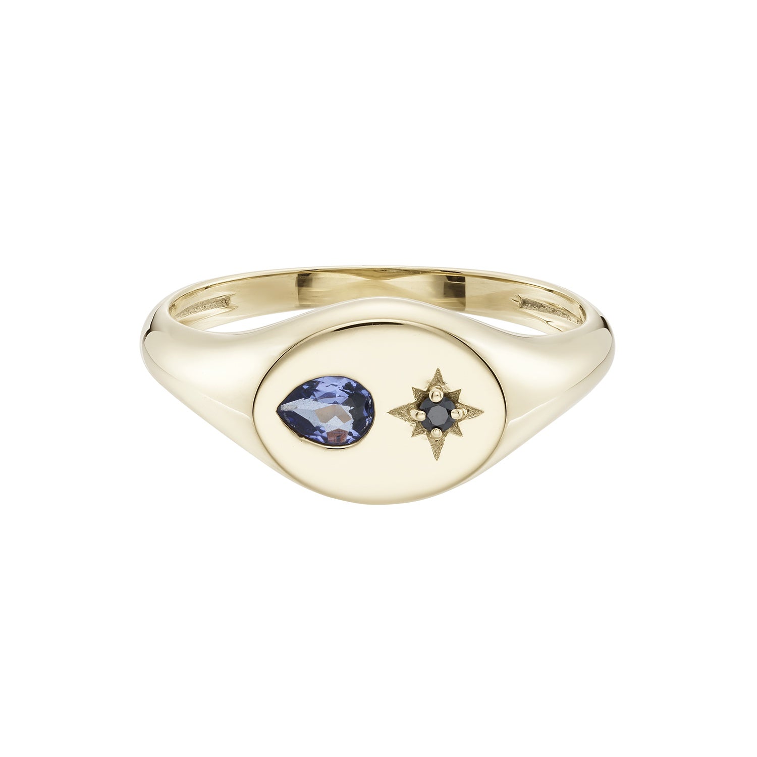 Kaleido signet Tanzanite &amp; Black Diamond