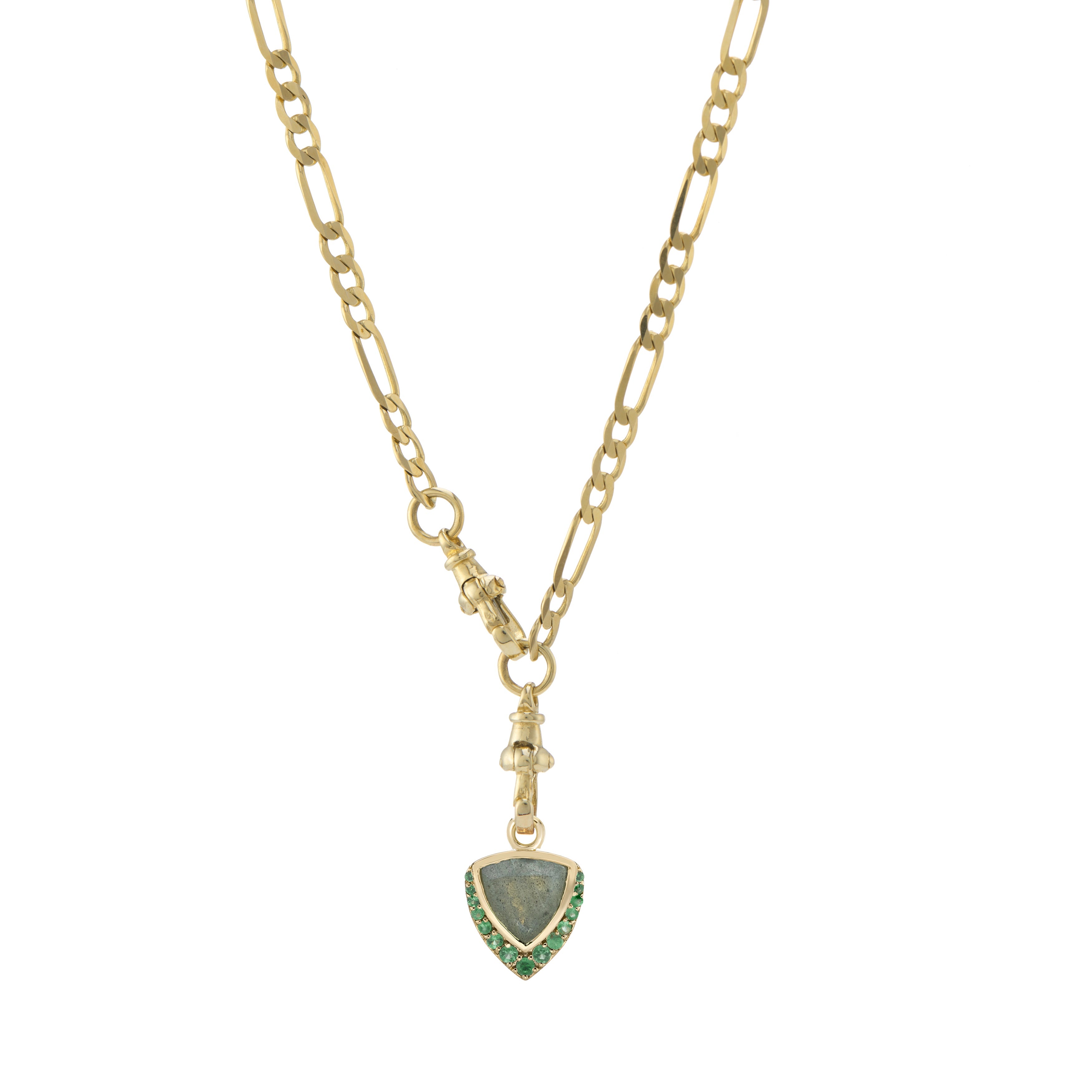 London Flat 18" Chain With AZ trillion Gemstone Plaque