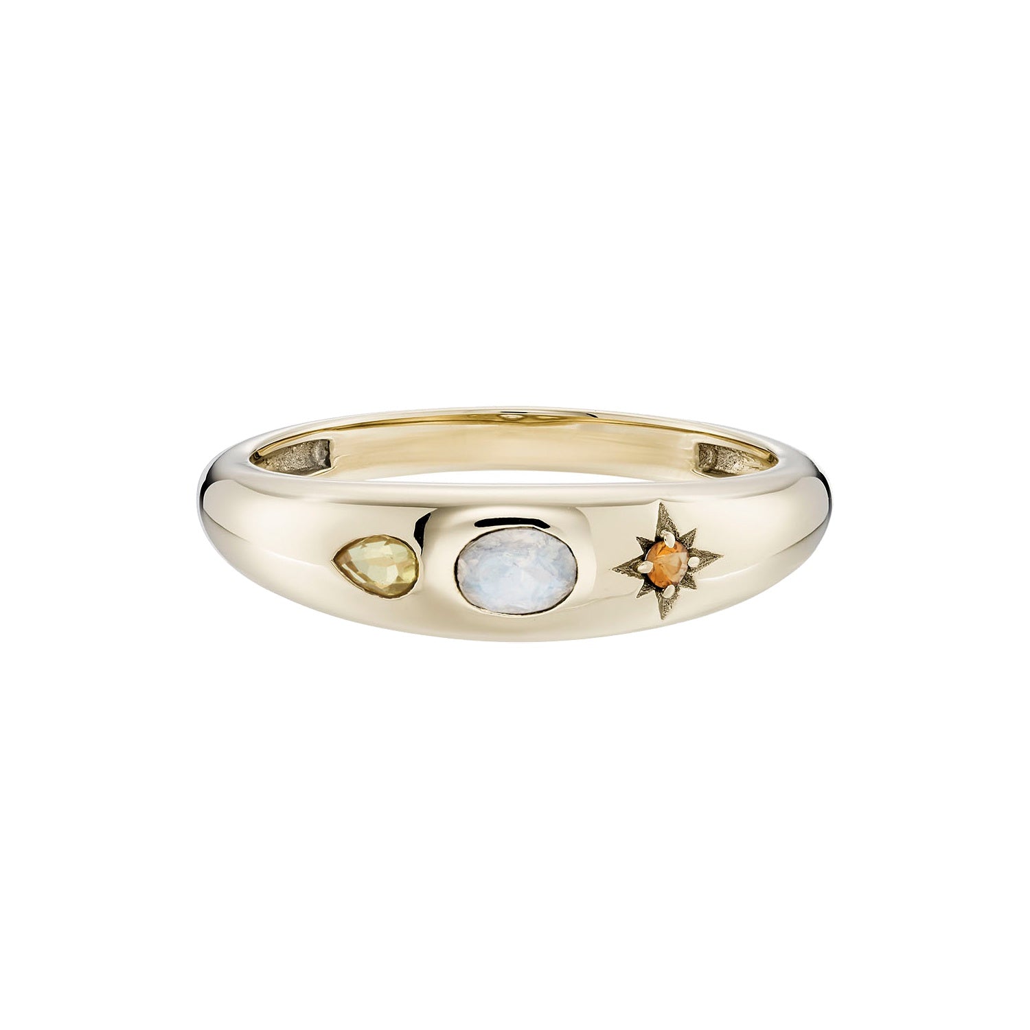Kaleido Moonstone &amp; Sapphire Tapered Band