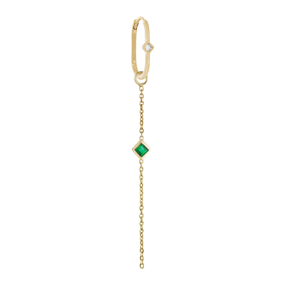 Emerald Chain and Diamond Oval Clicker Hoop