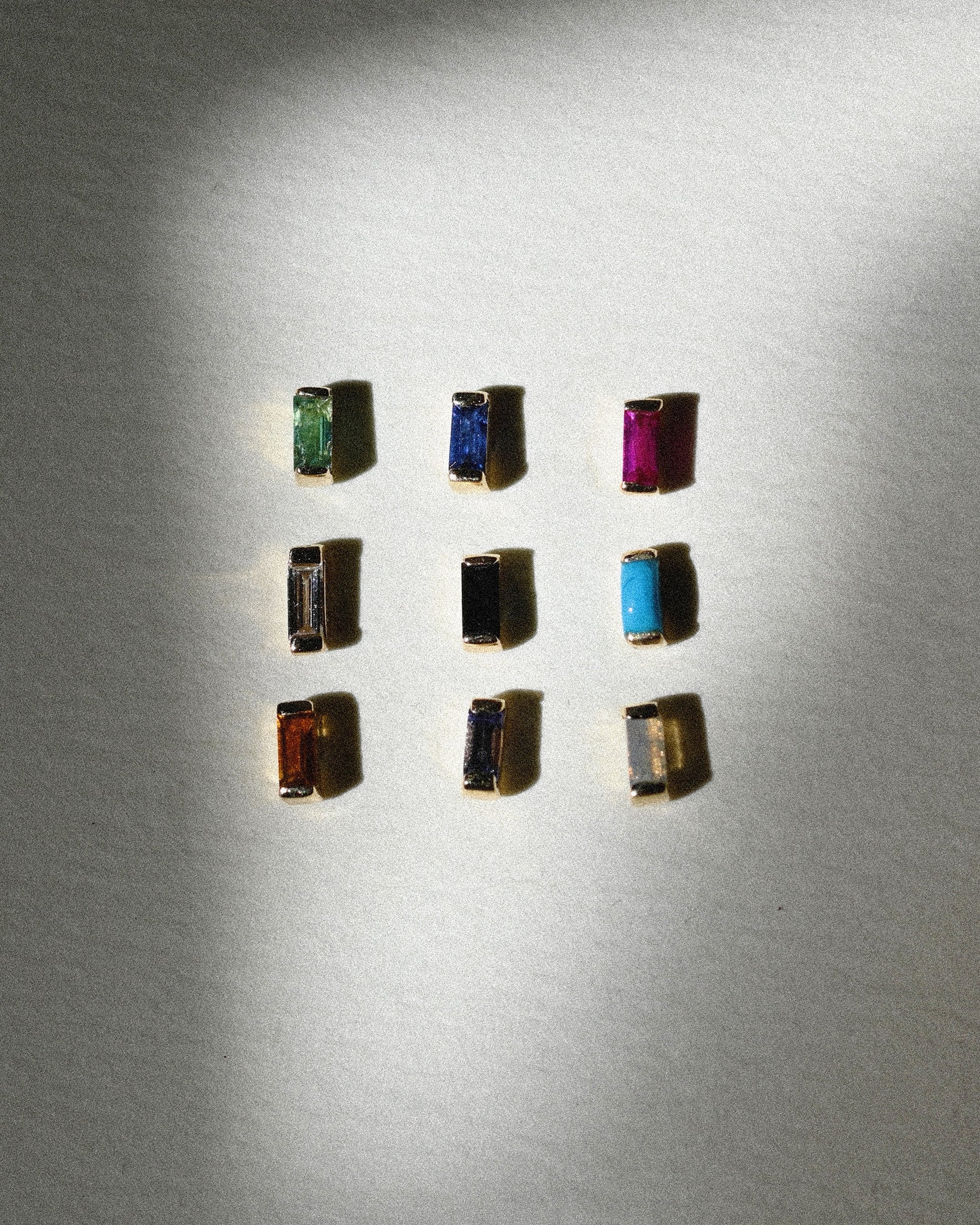 Mini Claw Set Baguette Gemstone Studs