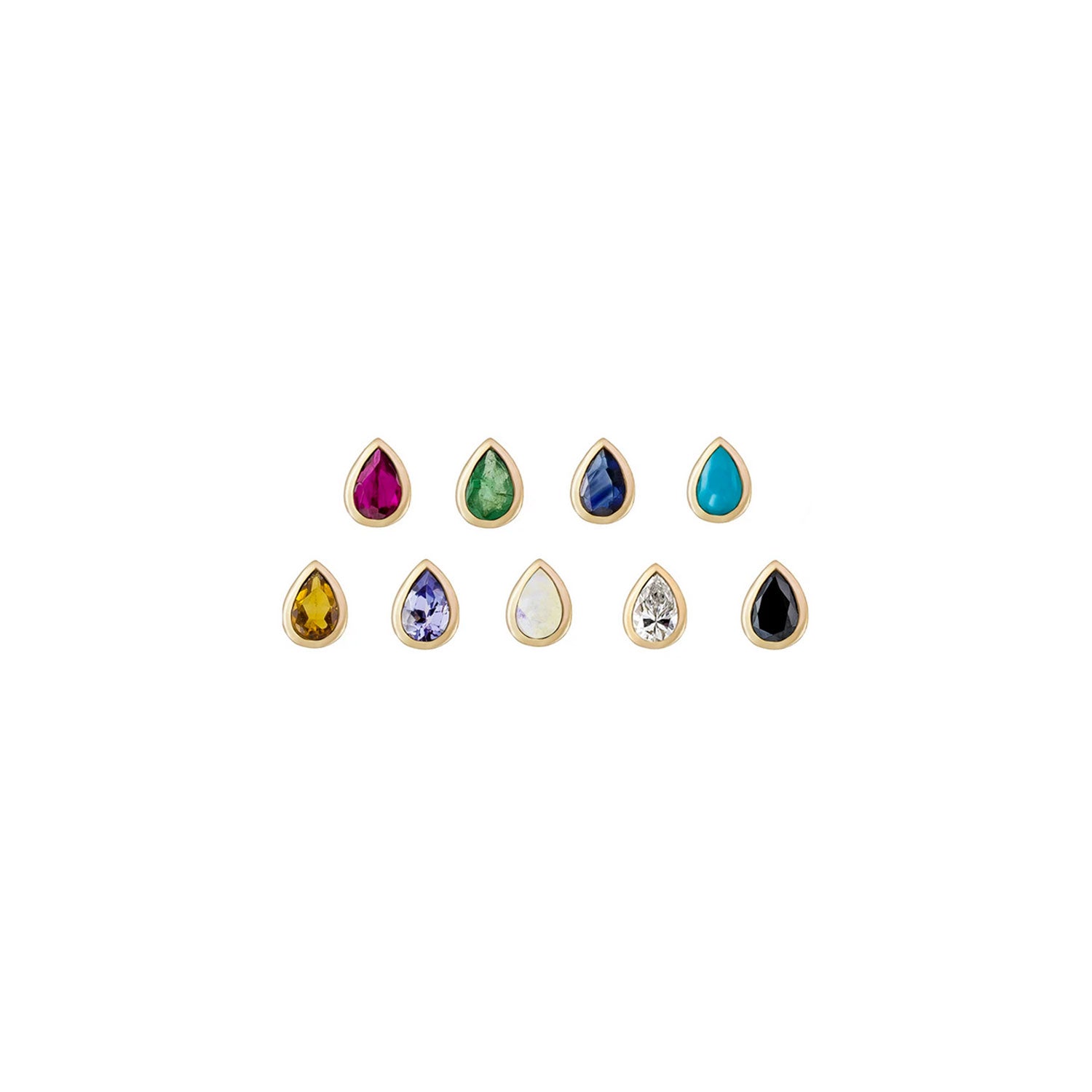 Mini Bezel Set Pear Gemstone Studs