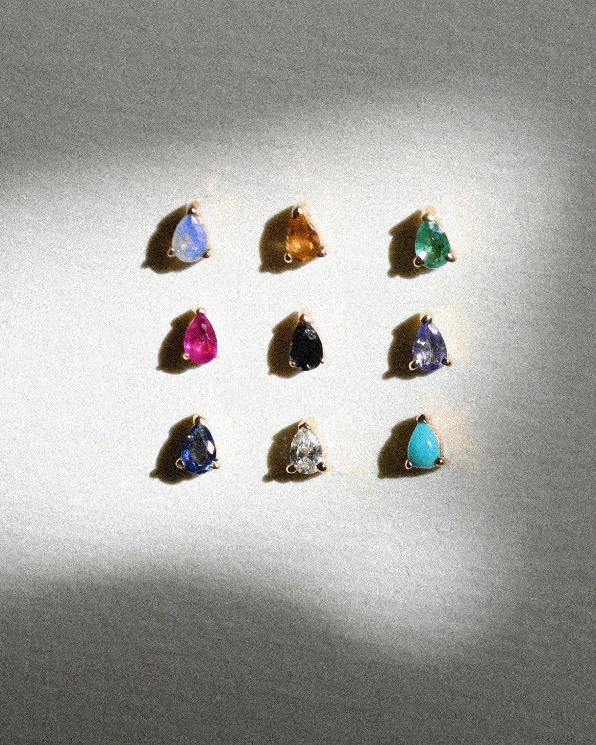 Mini Claw Set Pear Gemstone Studs