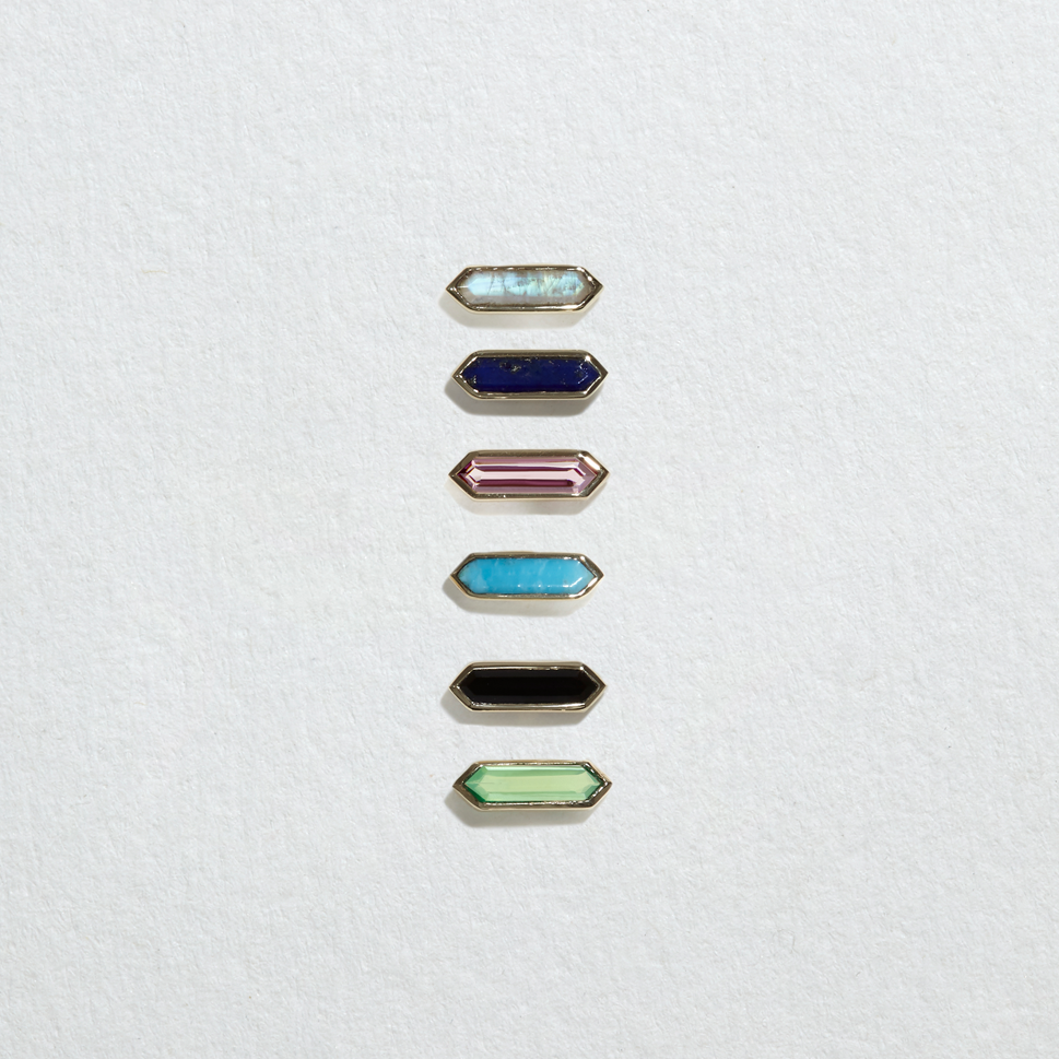 Mini Hexa Gemstone Stud on grey 
