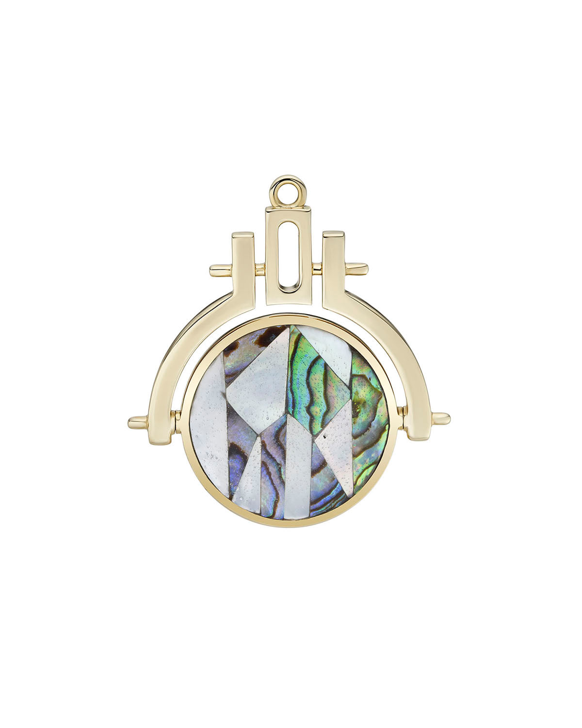 Mother Of Pearl Spinner Mosaic Pendant