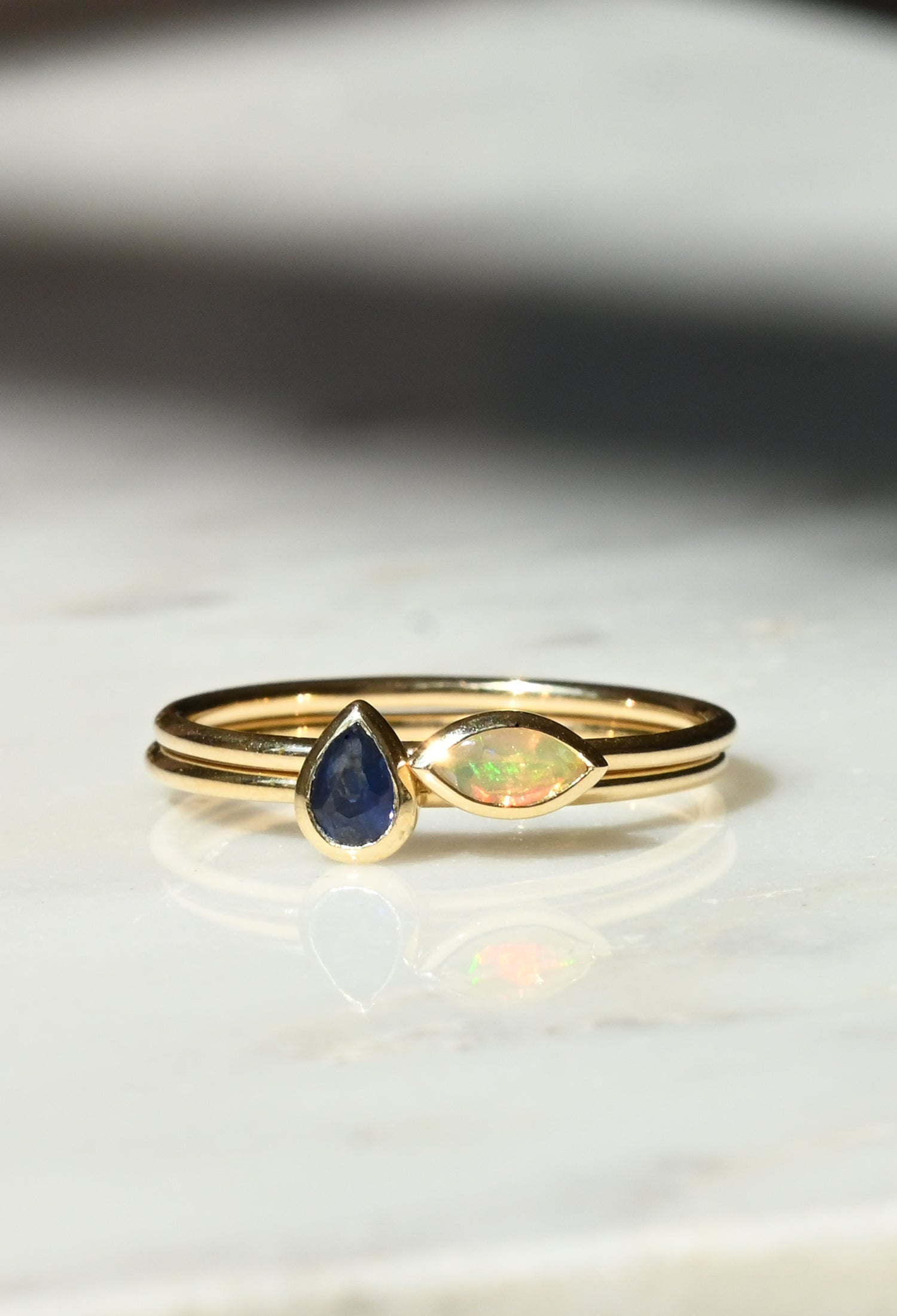 Pear Cut Gemstone Stacking Ring