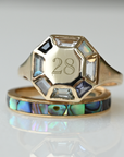 metier by tomfoolery tableu pastel signet ring with number 28 engraving