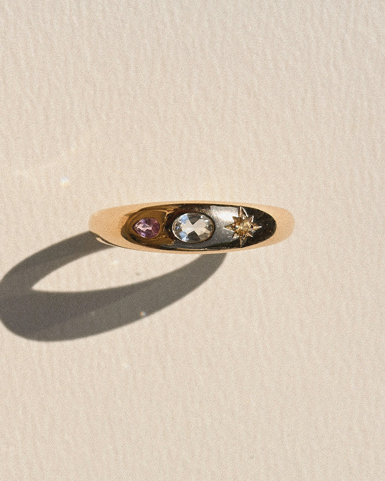 Kaleido Aquamarine &amp; Sapphire Tapered Band
