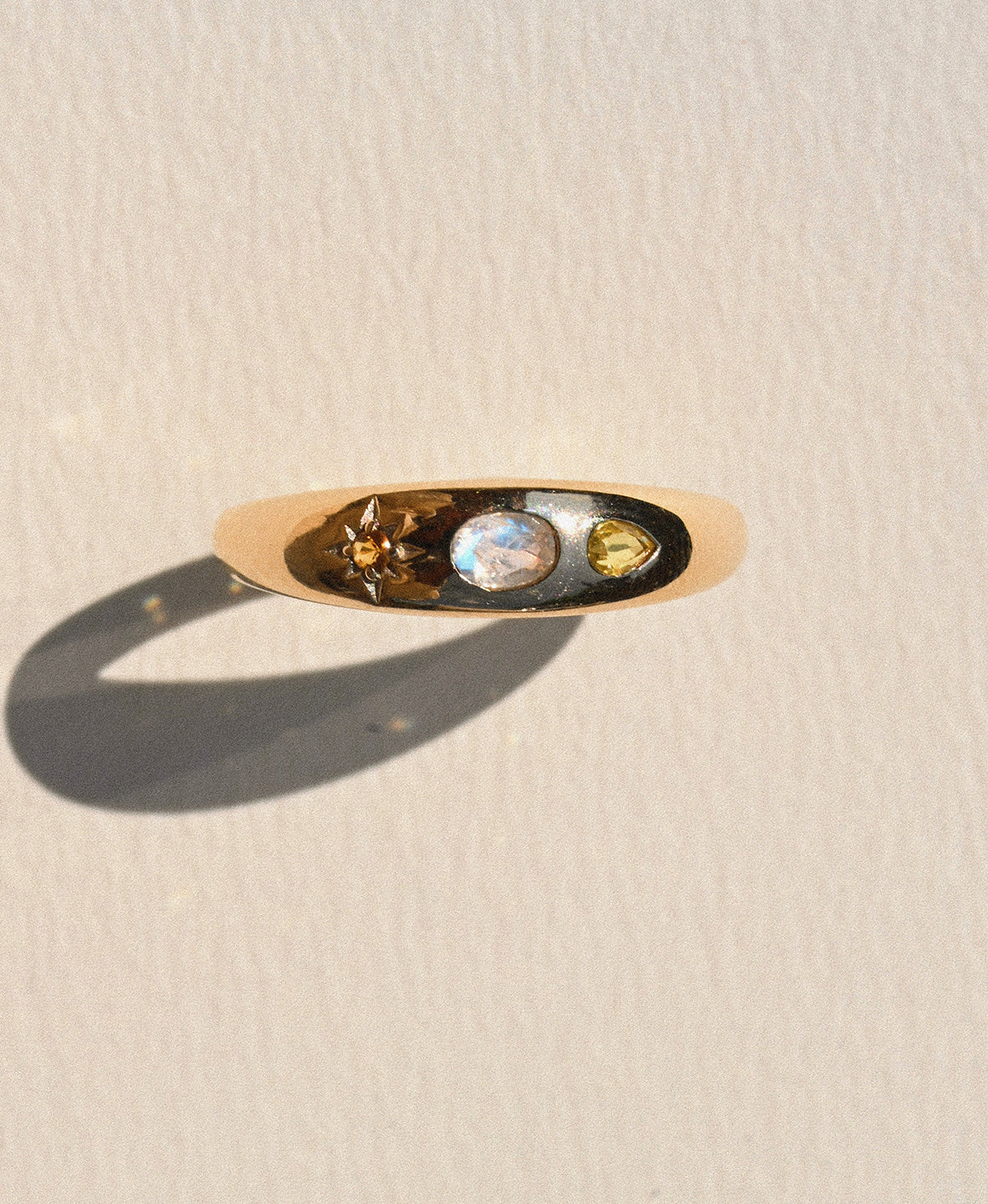Kaleido Moonstone &amp; Sapphire Tapered Band