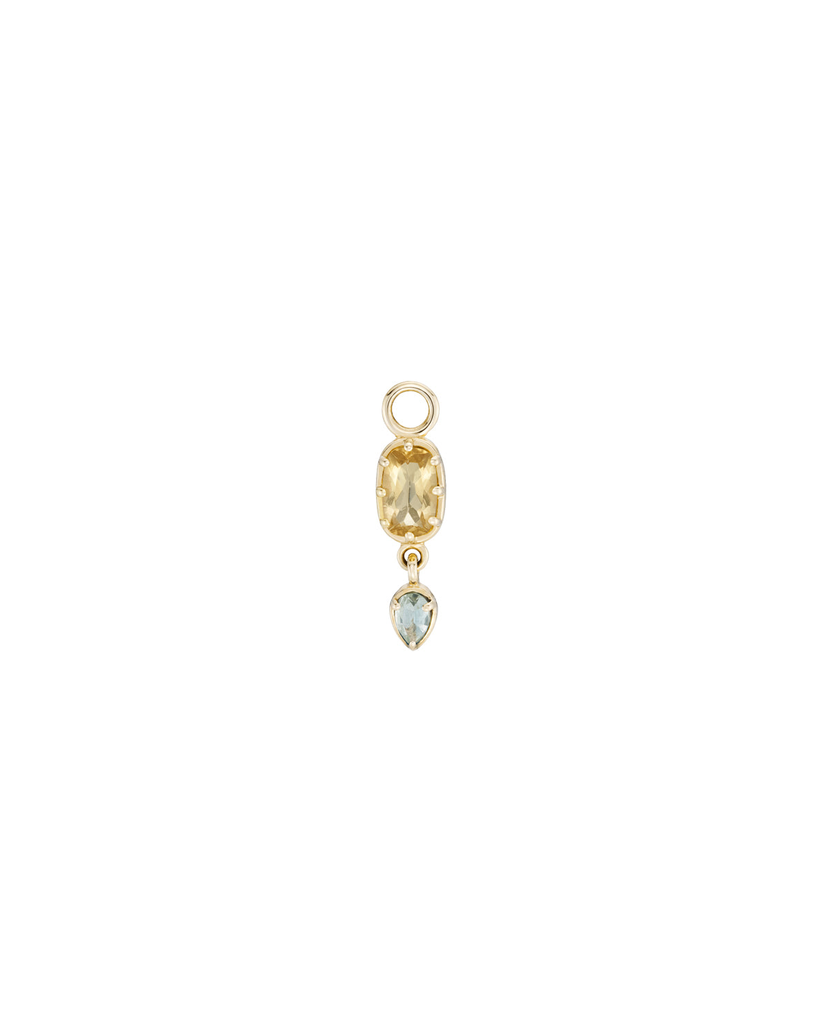 9k Gold earring with a clear gemstone on a white background