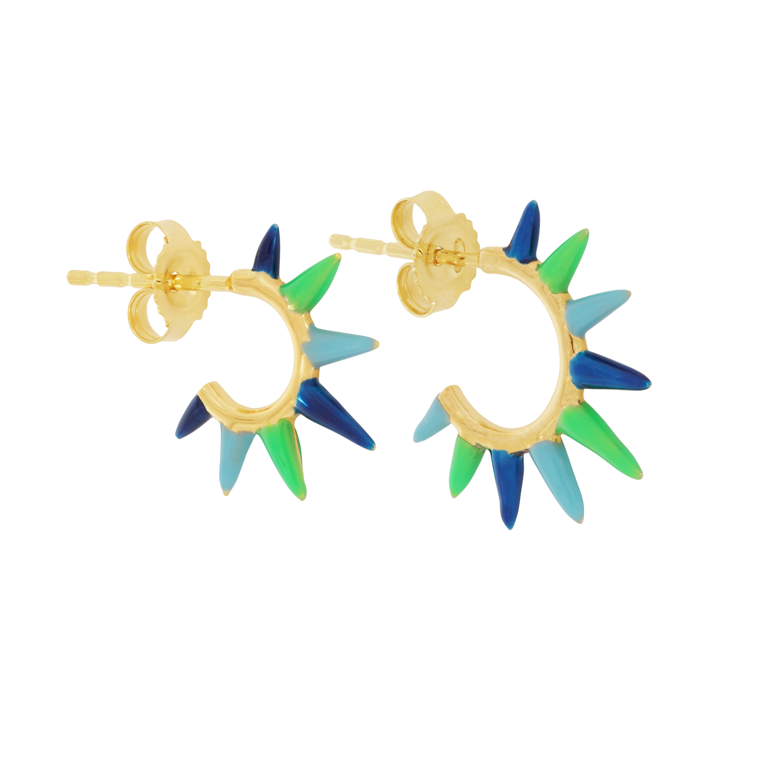 Electric Sky Split Point Enamel Hoops