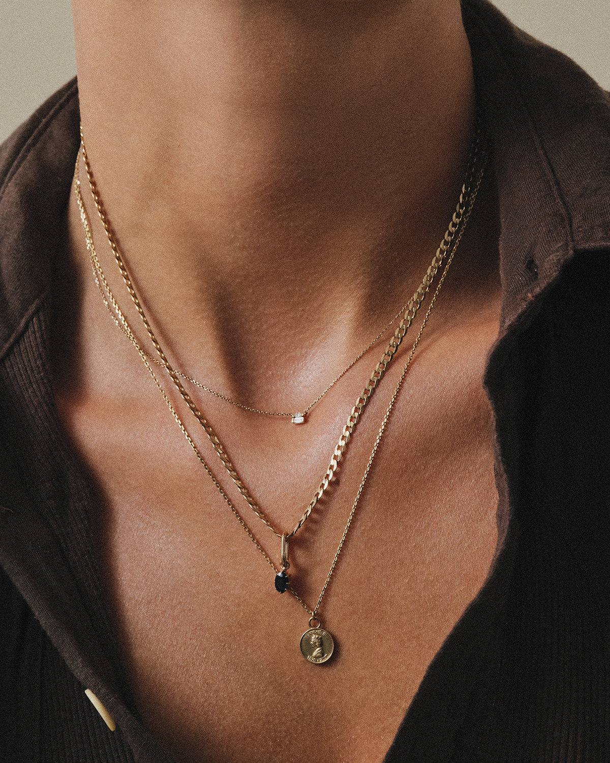 Lucky Penny Plaque layered look on model