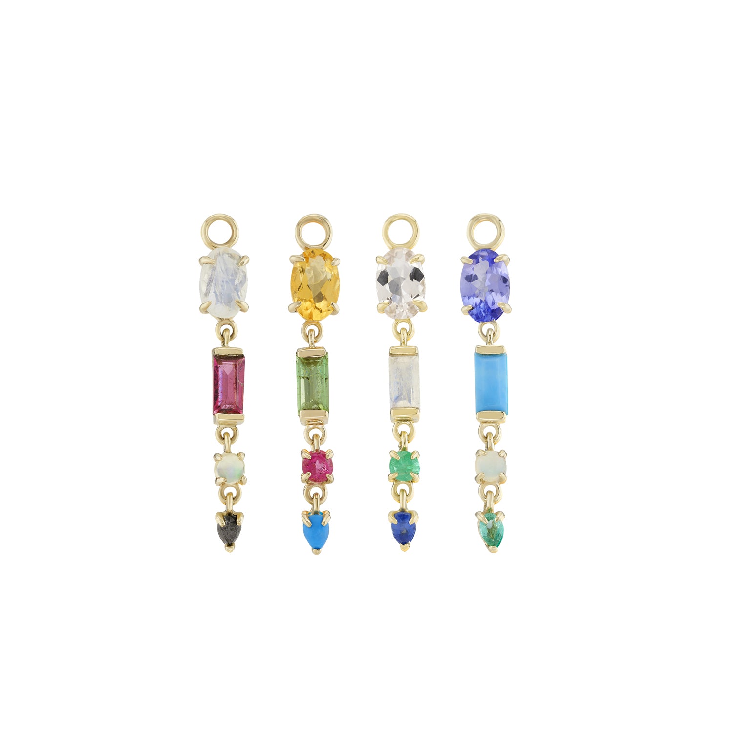 Multi Gemstone Long Claw Droplet Plaques