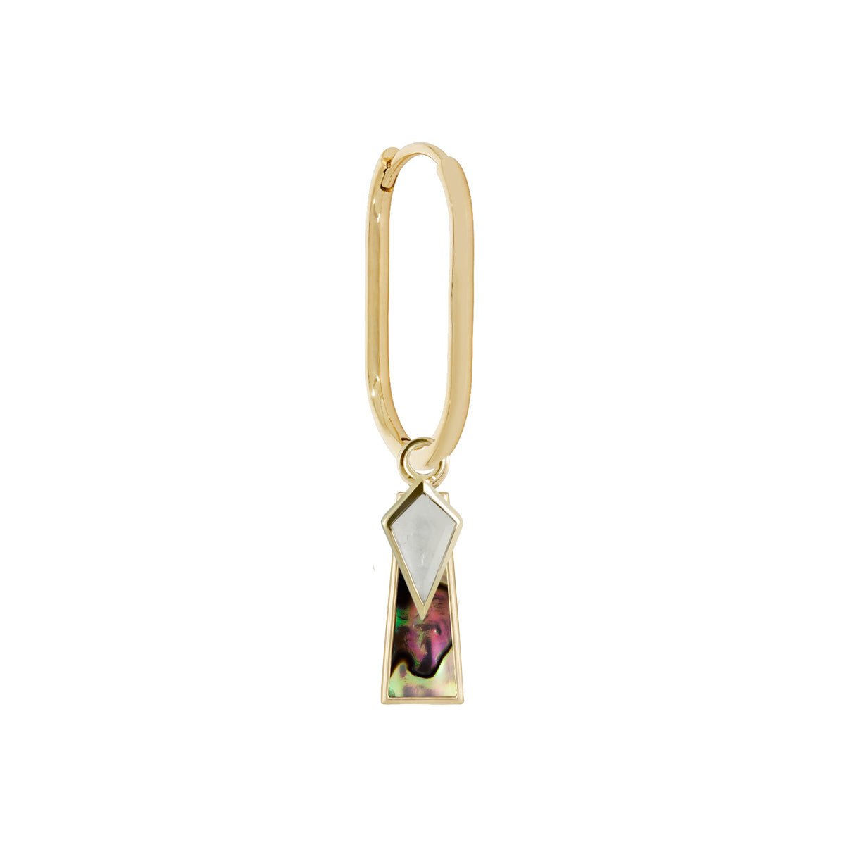 metier by tomfoolery: Trapezoid Abalone & Moonstone Clicker Hoop