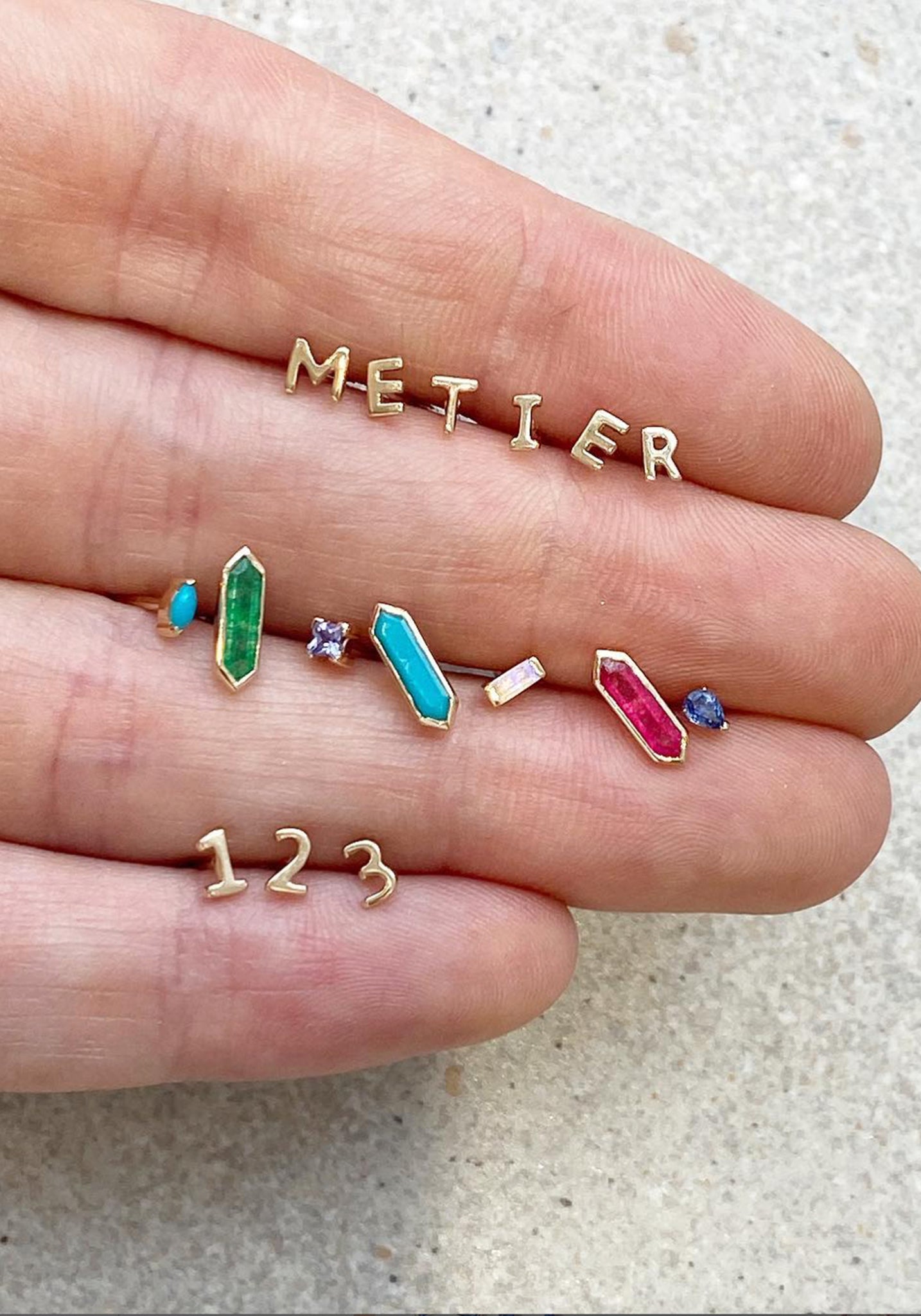 metier by tomfoolery: 9ct yellow gold Mini number studs