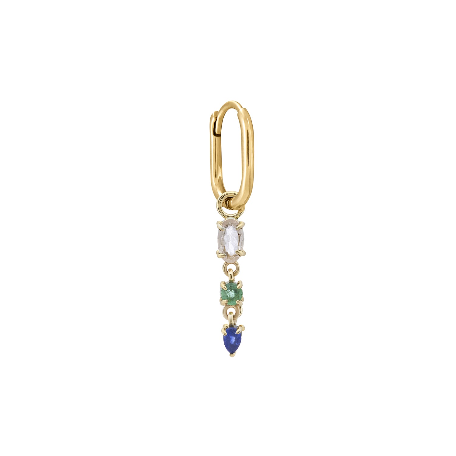 Morganite, Emerald &amp; Sapphire Oval Clicker