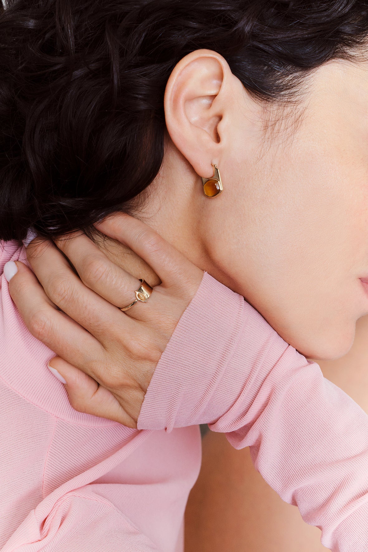 Citrine Rondelle Statement Huggie