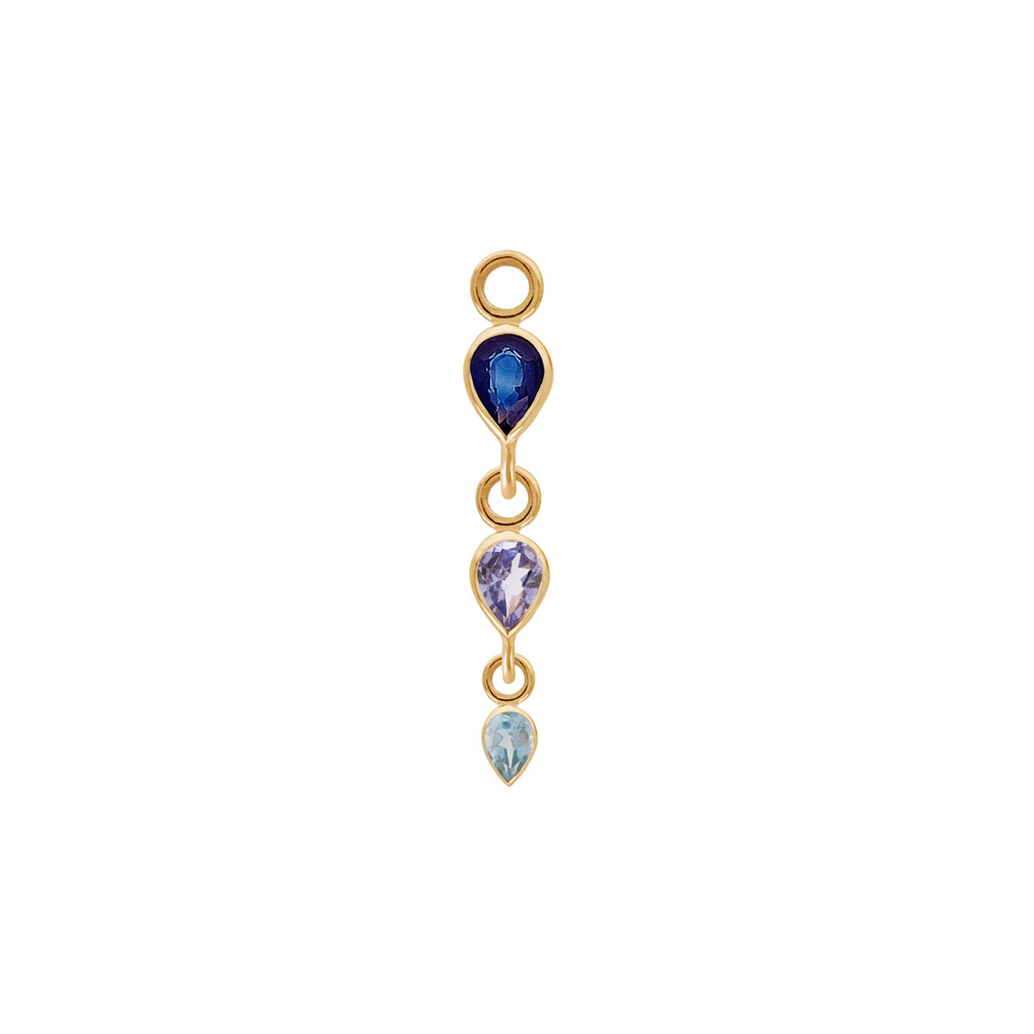 metier by tomfoolery blue sapphire tanzanite and blue topaz triple pear plaque