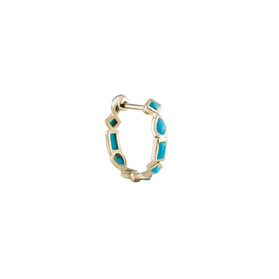 Turquoise Mixed Cut Hoop