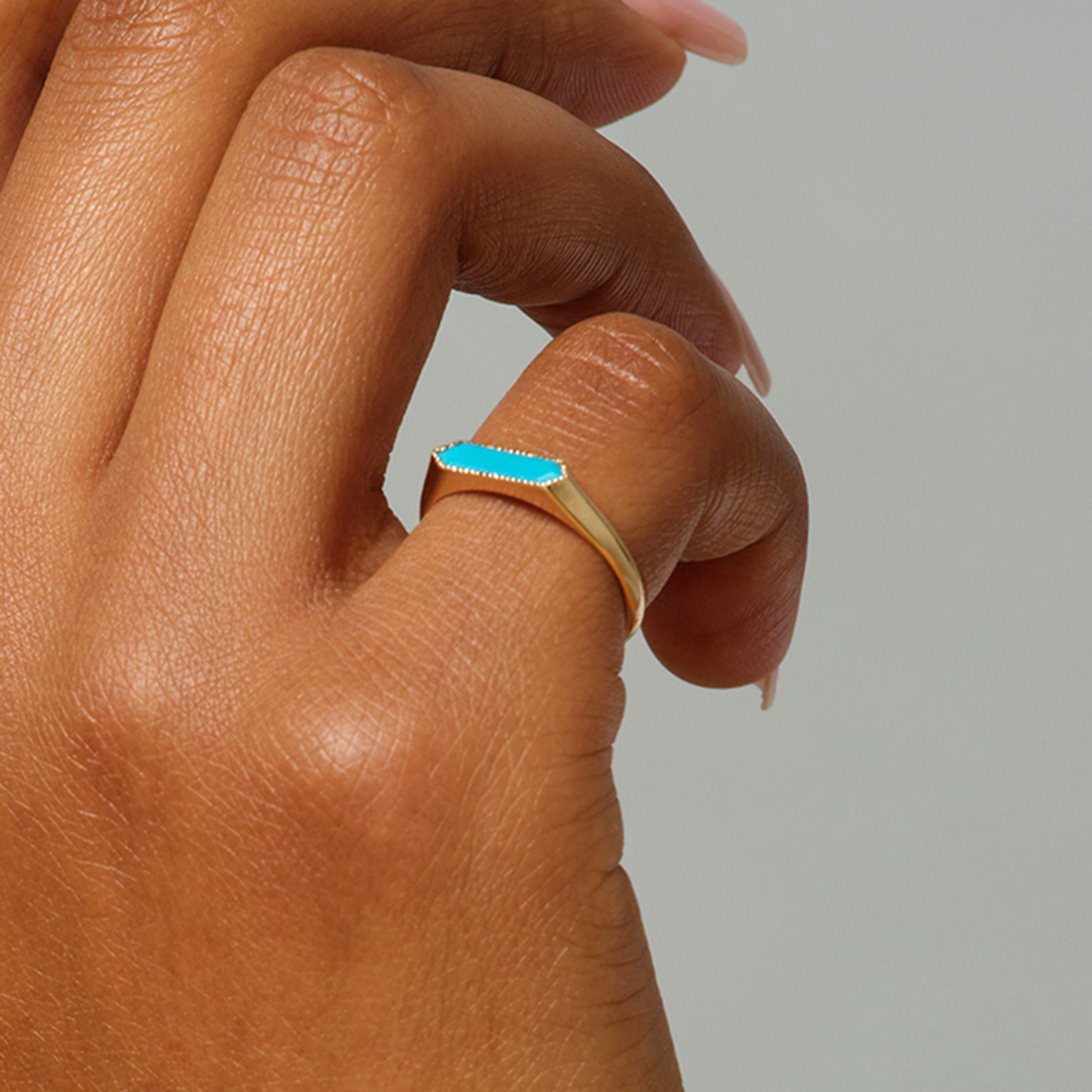 Astra Hexa Turquoise Pinky Ring