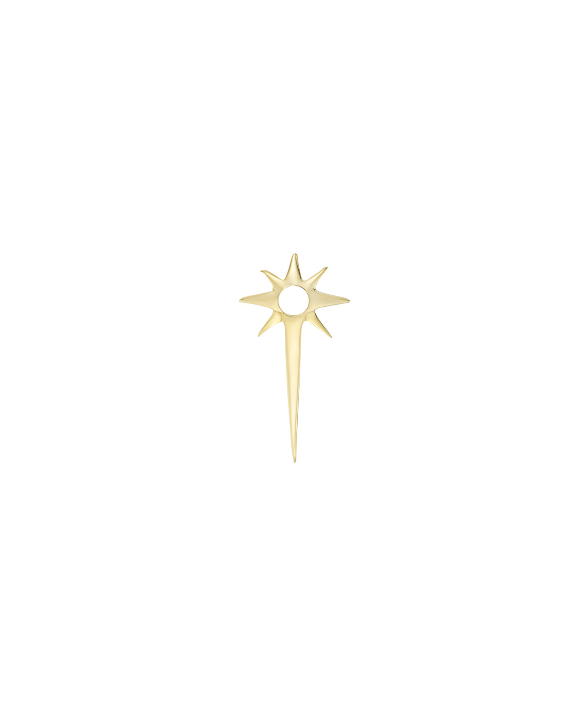 Gold star-shaped earring on a white background