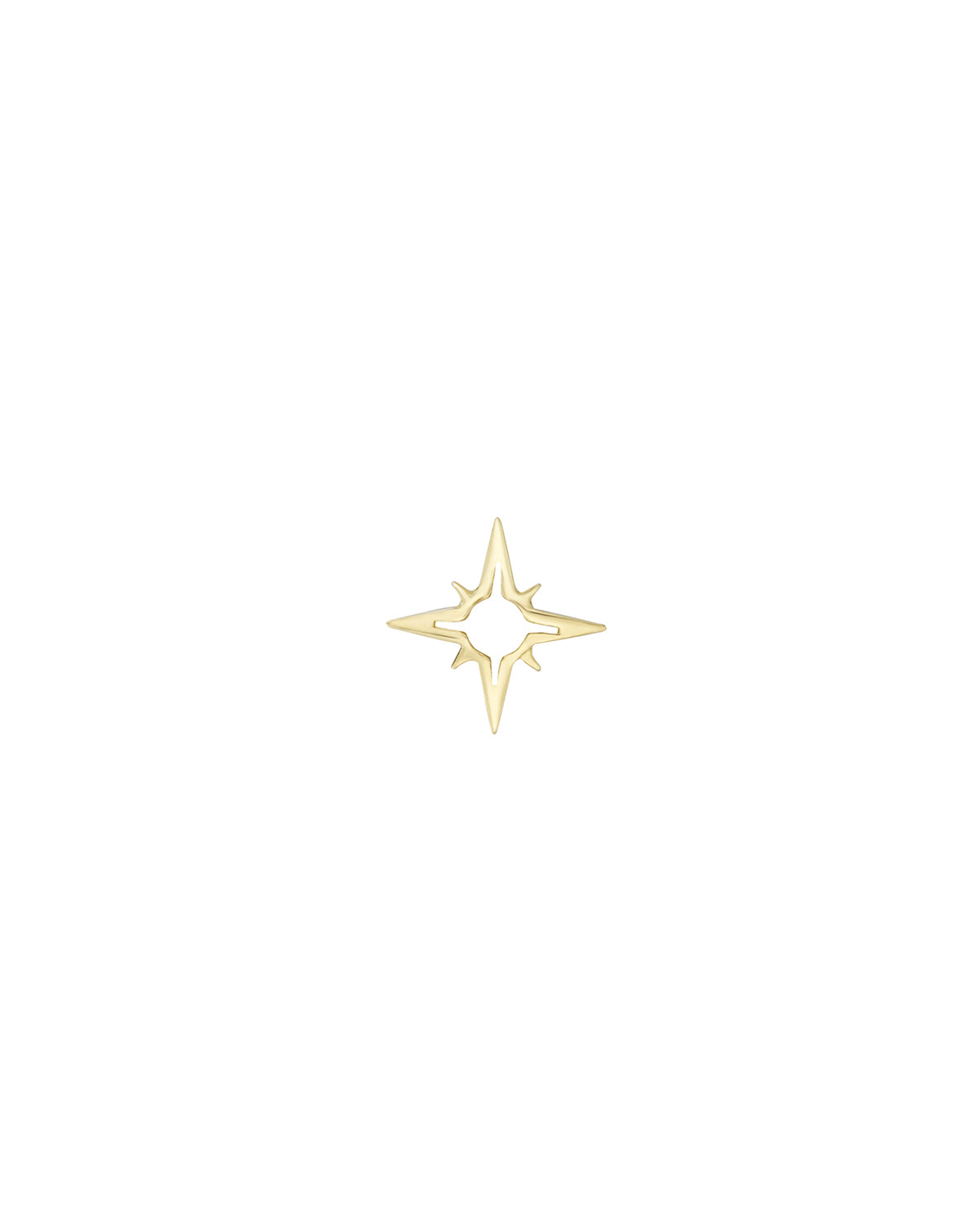 Gold star-shaped earring on a white background