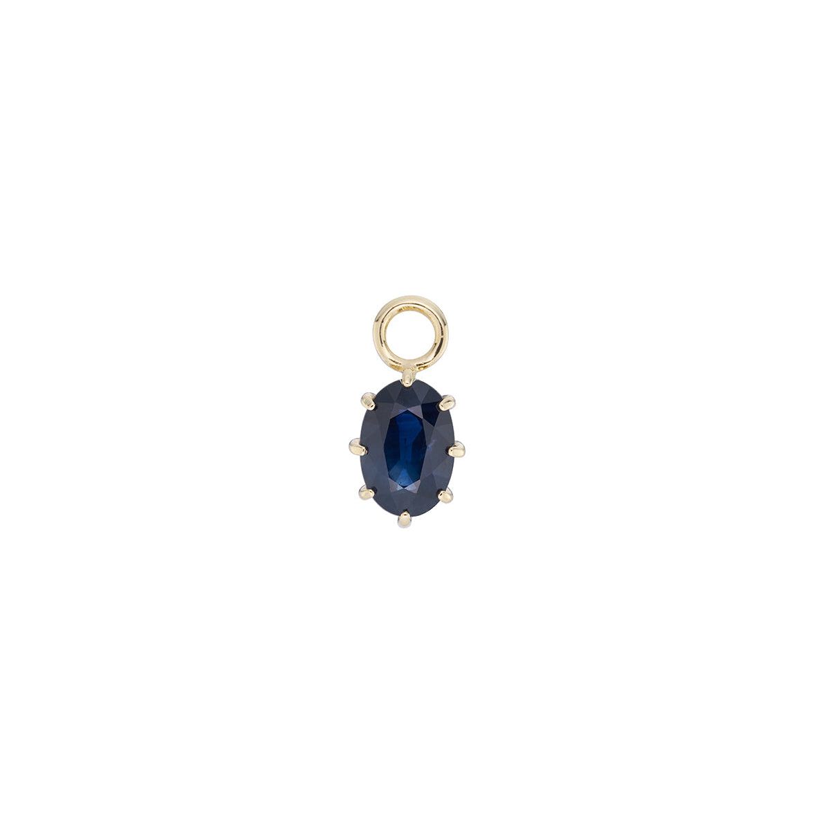 Blue Sapphire oval Gold pendant with a blue gemstone on a white background