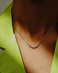Multi Gemstone Claw Set Necklace Citrine, Pink Tourmaline & Turquoise