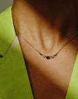 Multi Gemstone Claw Set Necklace Tanzanite, Blue Opal & Emerald